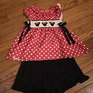 Red Polka Dot Kids Costume Dress with Black Shorts
